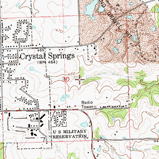 Topographic Map of Wells Farm Airport, MS