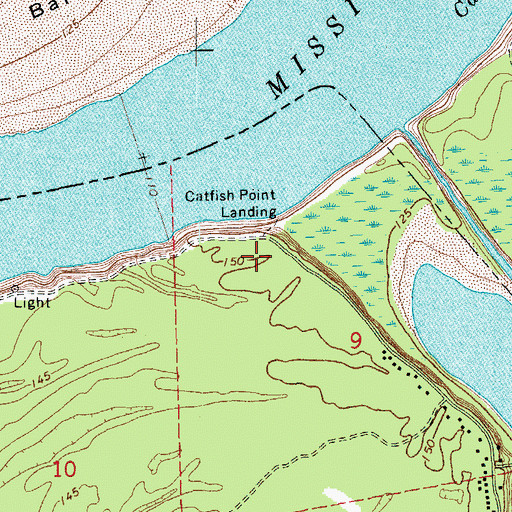 Topographic Map of Catfish Point Airport, MS