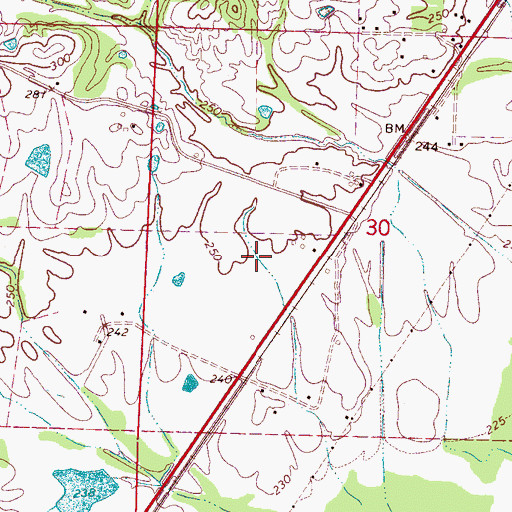 Topographic Map of Peterson Airport, MS