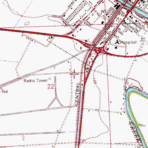 Topographic Map of Lewis Air Service Airport (historical), MS