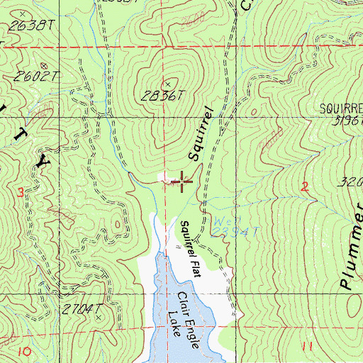 Topographic Map of Squirrel Creek, CA