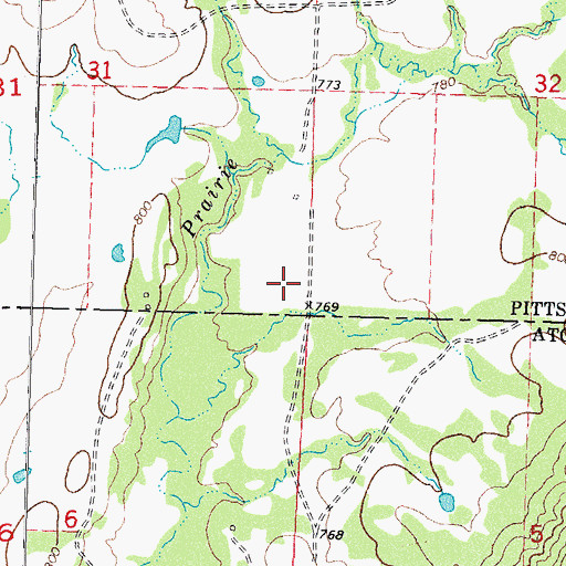 Topographic Map of Cochran Ranch Airport, OK