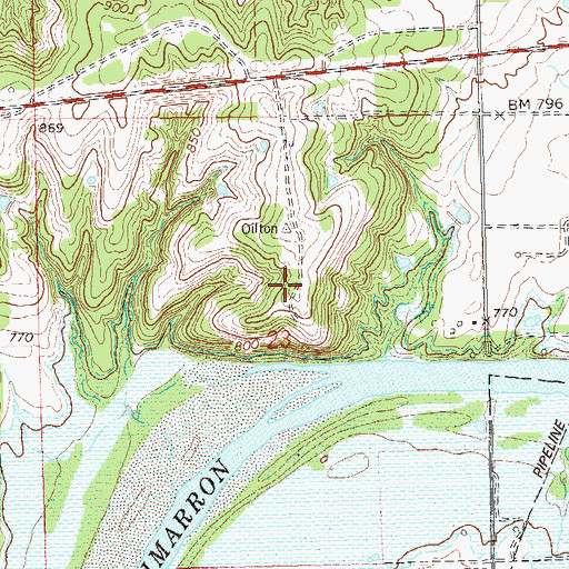 Topographic Map of Hilltop Airport, OK