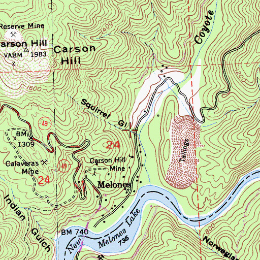 Topographic Map of Squirrel Gulch, CA