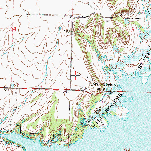 Topographic Map of Dog Iron Ranch Airport, OK