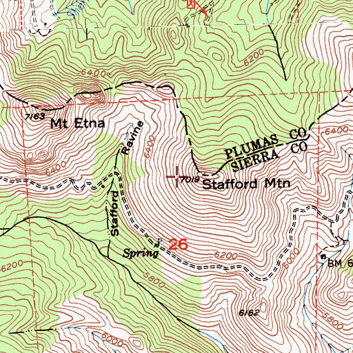 Topographic Map of Stafford Mountain, CA