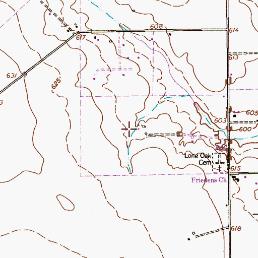 Topographic Map of Cunningham Airpark (historical), TX