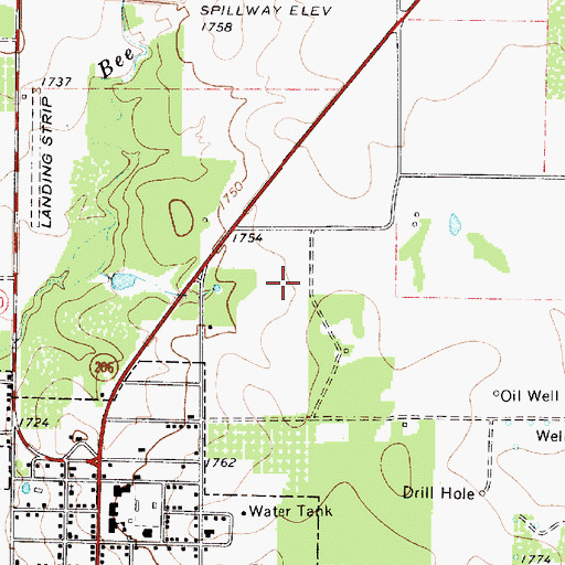 Topographic Map of Ross Planes Airport, TX