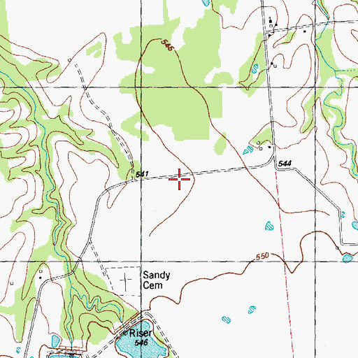 Topographic Map of Sandy Creek Ranch Airport, TX