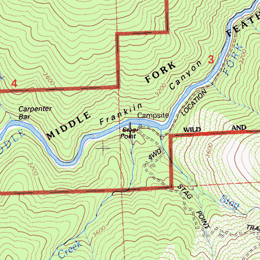 Topographic Map of Stag Point, CA