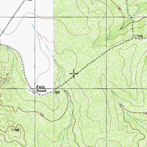 Topographic Map of Faith Ranch Airport, TX