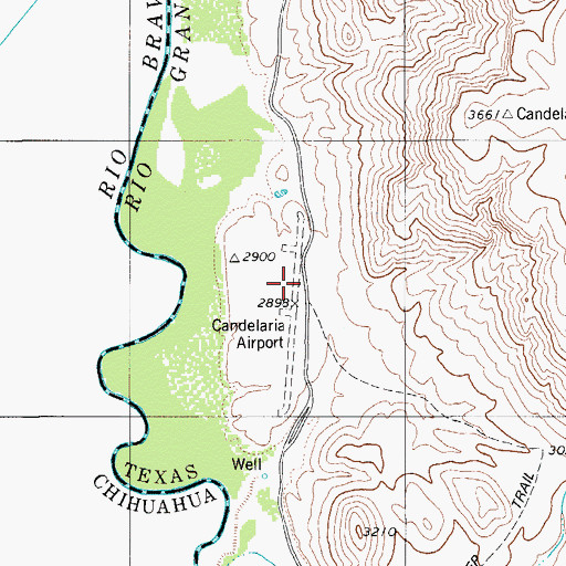 Topographic Map of Candelaria Airport, TX