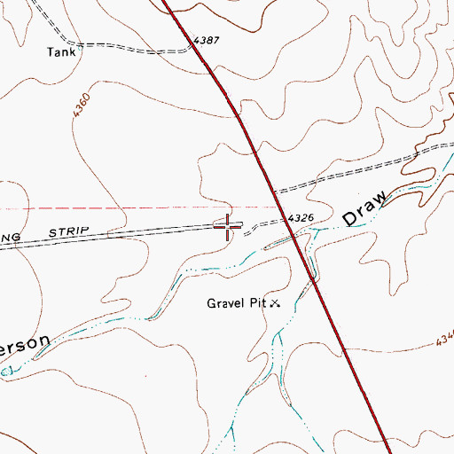 Topographic Map of Rancho Del Cielo Airport, TX
