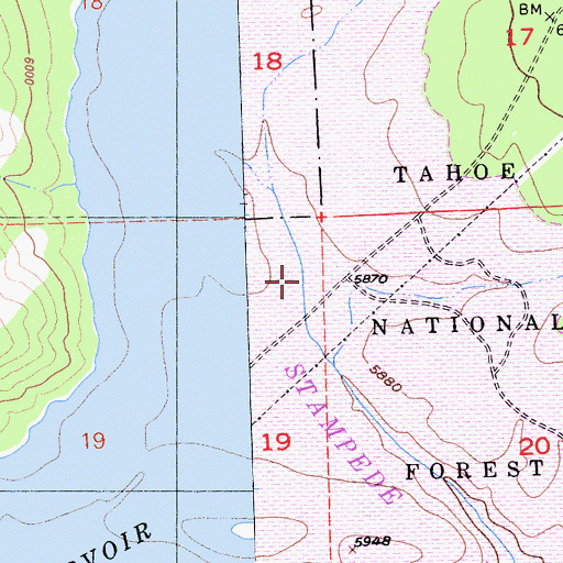 Topographic Map of Stampede Valley, CA