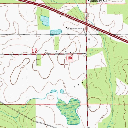 Topographic Map of Folsom Airport, FL