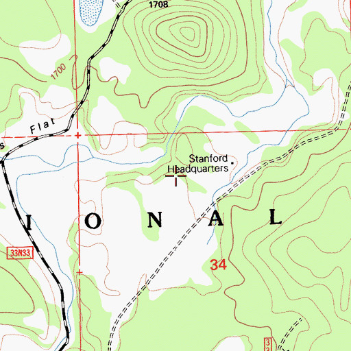 Topographic Map of Stanford Headquarters, CA