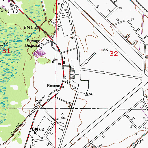Topographic Map of MacDill Air Force Base Auxiliary Field, FL