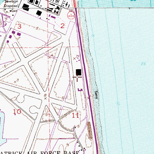 Topographic Map of Patrick Air Force Base, FL