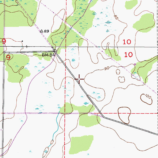 Topographic Map of Crews Homestead Ranch Airport, FL
