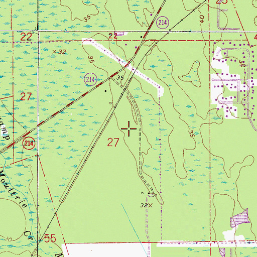 Topographic Map of Tocoi Airport, FL