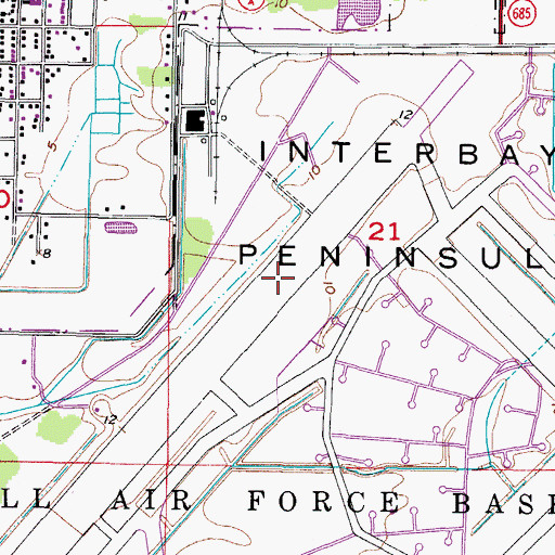 Topographic Map of MacDill Air Force Base, FL