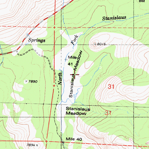 Topographic Map of Stanislaus Meadow, CA