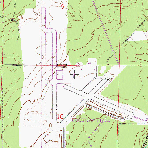 Topographic Map of Choctaw Naval Outlying Field, FL