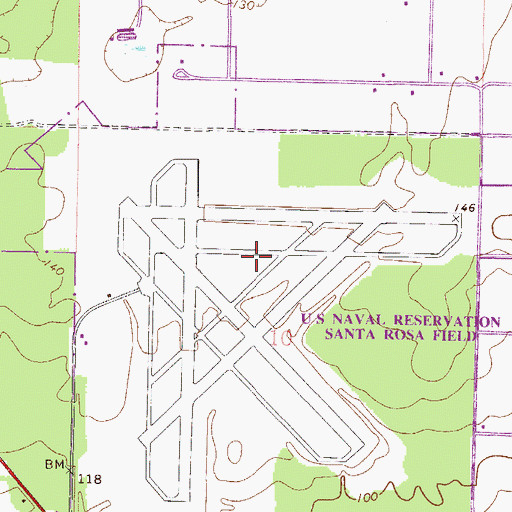 Topographic Map of Santa Rosa Naval Outlying Field, FL