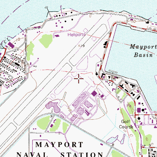 Topographic Map of Mayport Naval Station (Adm David L McDonald Field), FL