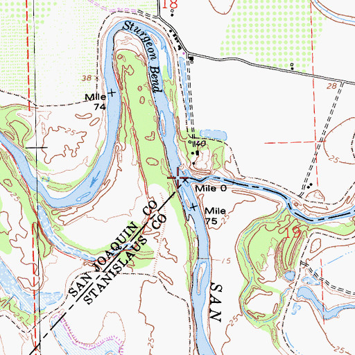 Topographic Map of Stanislaus River, CA