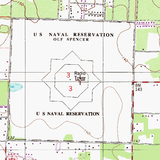 Topographic Map of Spencer Naval Outlying Field, FL