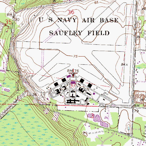 Topographic Map of Saufley Field Naval Outlying Field, FL