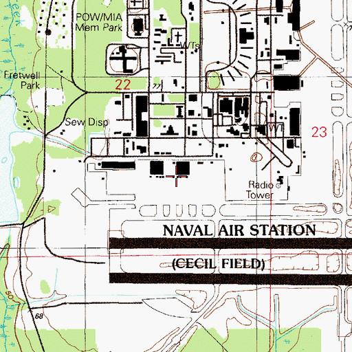 Topographic Map of Cecil Airport, FL