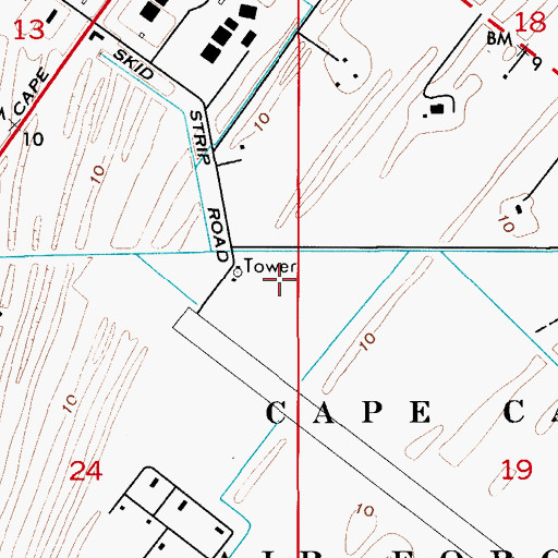 Topographic Map of Cape Canaveral Air Force Station Skid Strip, FL