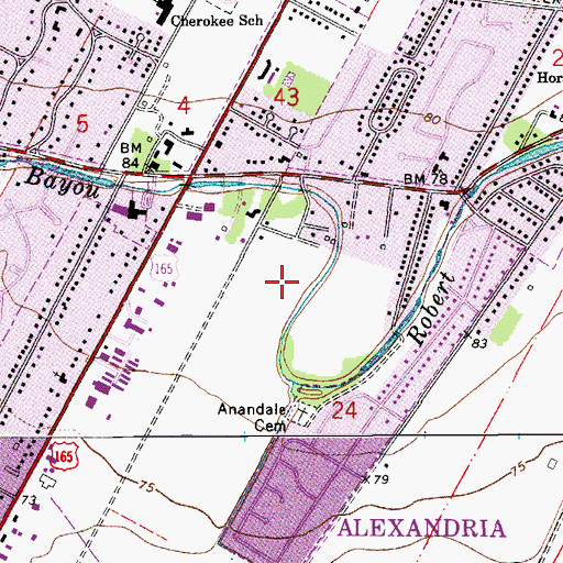 Topographic Map of Grass Roots Airport, LA