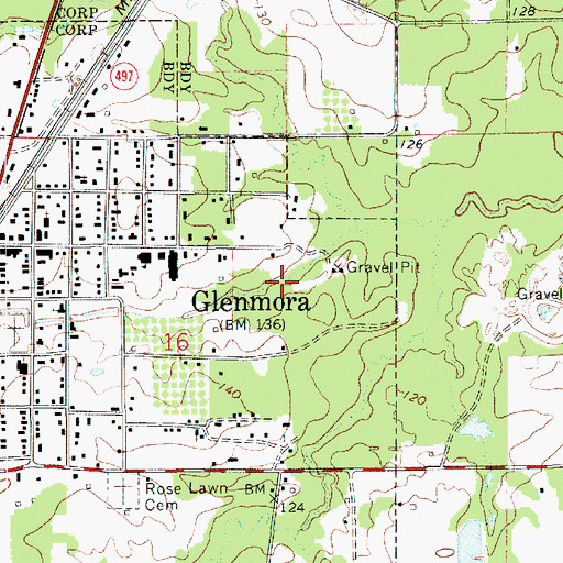 Topographic Map of Jasmine Hill Airport, LA