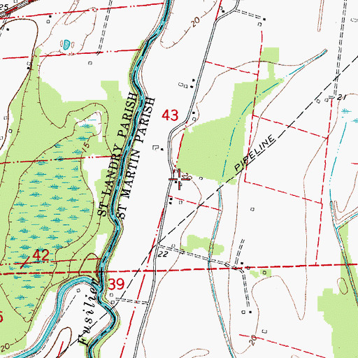 Topographic Map of Couvillion Airport, LA