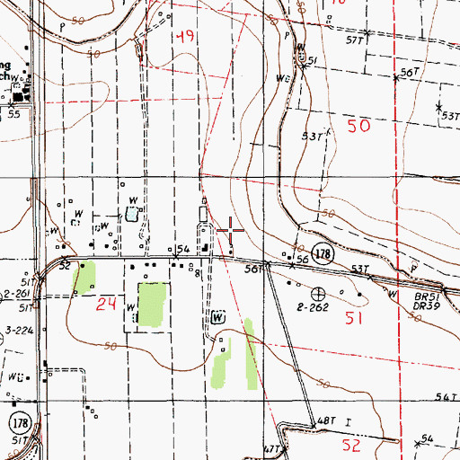 Topographic Map of Red Oak Landing, LA