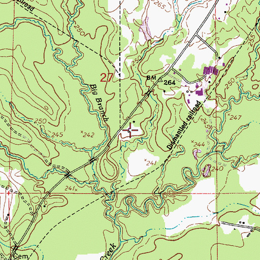 Topographic Map of Prairie Creek Airport, LA