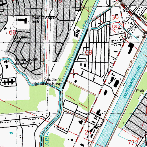 Topographic Map of Southern Seaplane Airport, LA
