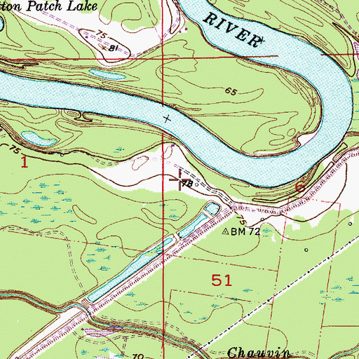 Topographic Map of Cuba Farm Airport, LA