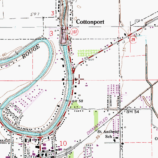 Topographic Map of Max Airport, LA