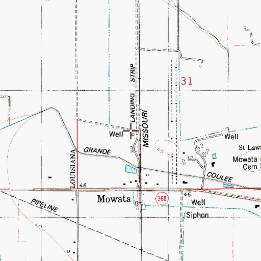 Topographic Map of Kinder Ag Service Airport, LA