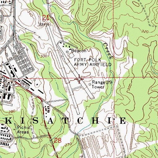 Topographic Map of Polk Army Airfield, LA