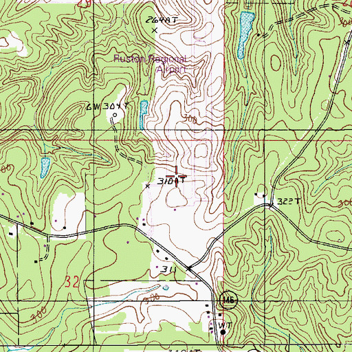 Topographic Map of Ruston Regional Airport, LA