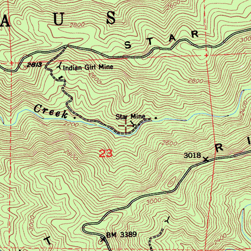 Topographic Map of Star Mine, CA