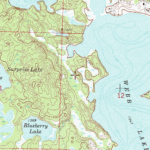Topographic Map of Webb Lake Airport, MN