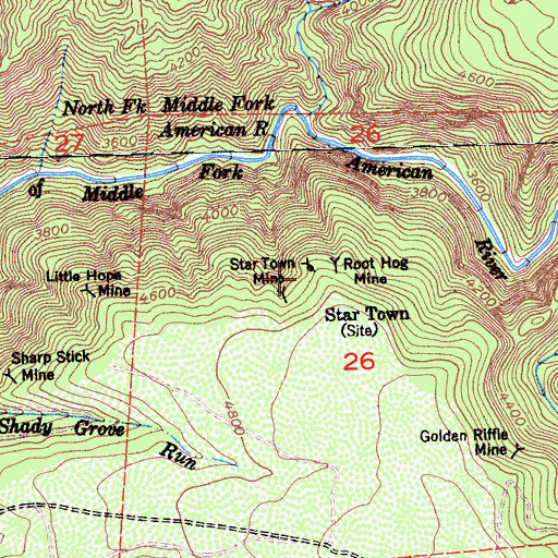 Topographic Map of Star Town, CA