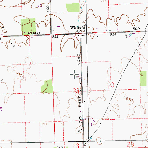 Topographic Map of Chuck's Airport, IN