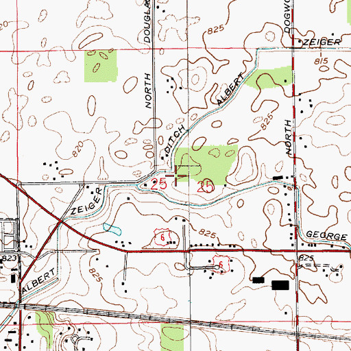 Topographic Map of Creighton Airport, IN